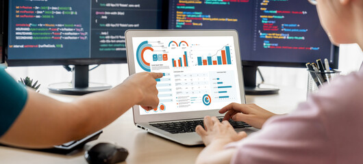 Business data dashboard provide business intelligence analytic for marketing strategy planning...