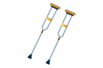 Illustration of Two Crutches, Showing Support and Recovery on a White Background
