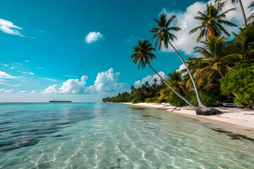 Fototapeta premium Tropical beach with palm tree