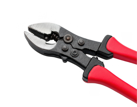Black and red pliers with a wrench, isolated on a white background, png, transparent