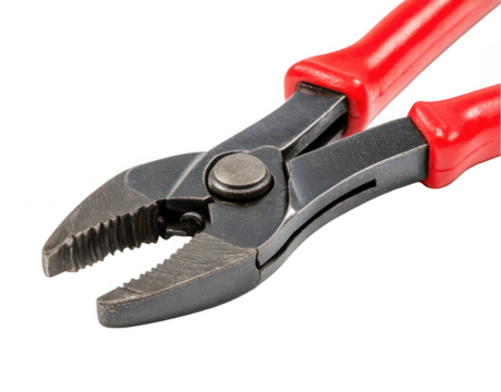 Black and red pliers with a wrench, isolated on a white background, png, transparent