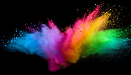 colorful holi powder exploding in a rainbow gradient