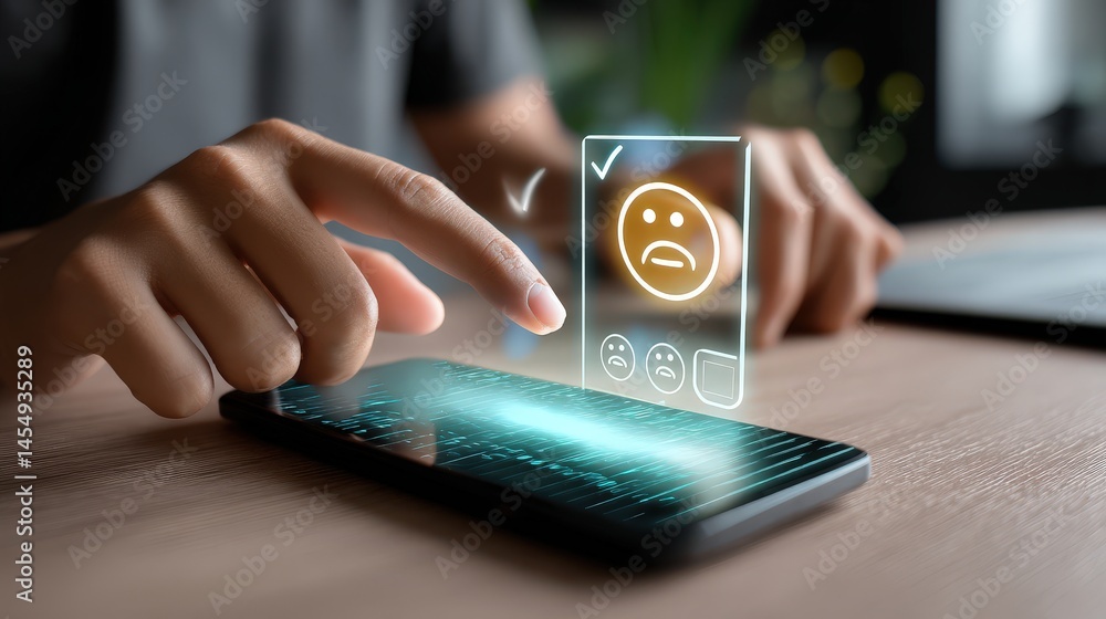 Poster user interaction with digital feedback on smartphone in modern setting