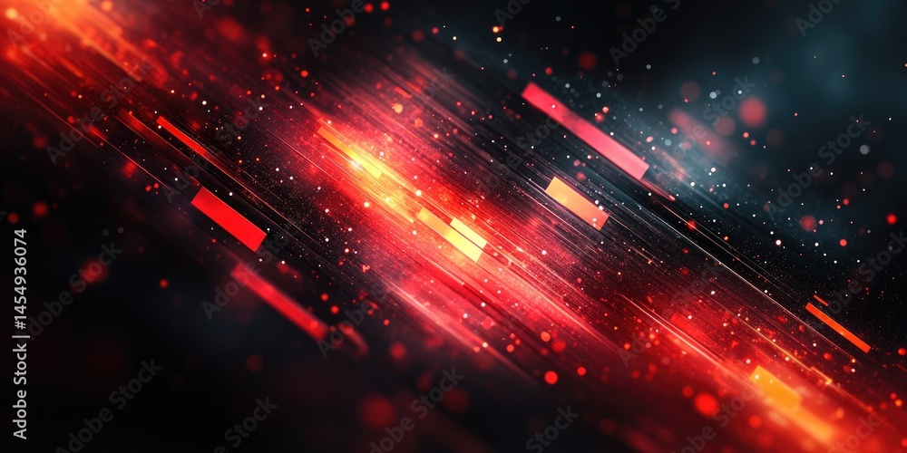 Poster dynamic abstract design with vibrant streaks of color.