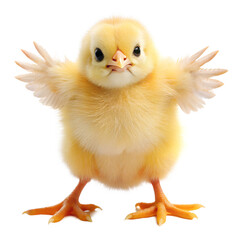Obraz premium Happy Chick Stretching Wings on White