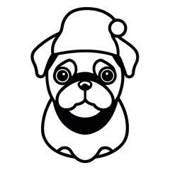 Fototapeta premium Cute Pug Heads Wearing Santa Hats - Perfect for Christmas Design