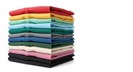 Stack of Colorful Polo Shirts