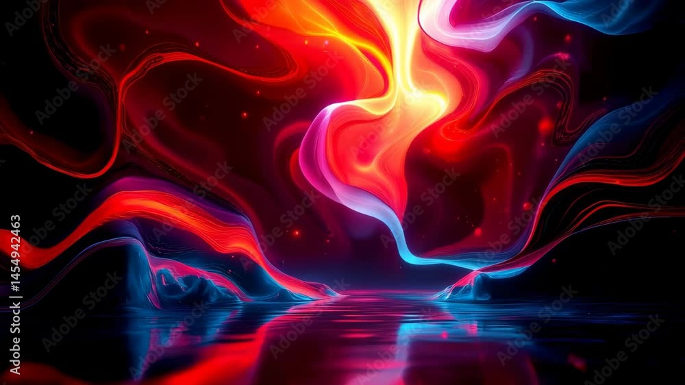 Poster vibrant red and blue abstract background with colorful patterns and dynamic visual elements