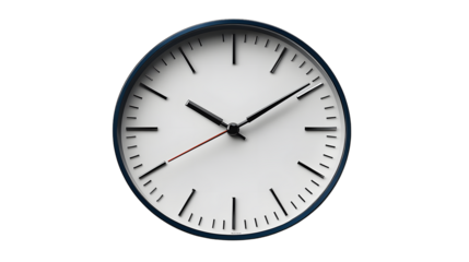 Modern Minimalist Wall Clock with Black Hands and Red Second Hand on a White Face