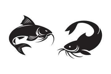 Catfish silhouette with white background
