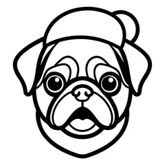 Cute Pug Heads with Santa Hats - Perfect for Christmas Design