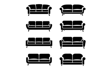Collection of various sofa silhouettes showcasing different designs and styles