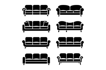 Collection of various sofa silhouettes showcasing different designs and styles