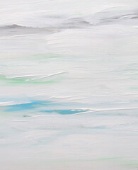 Obraz premium Art hand drawn acrylic smear line wave blot canvas painting wall. Abstract texture beige, white pastel color stain brush stroke relief texture background.