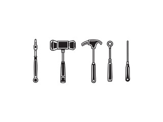 Reflex hammer line art icon neurology clinical assessment