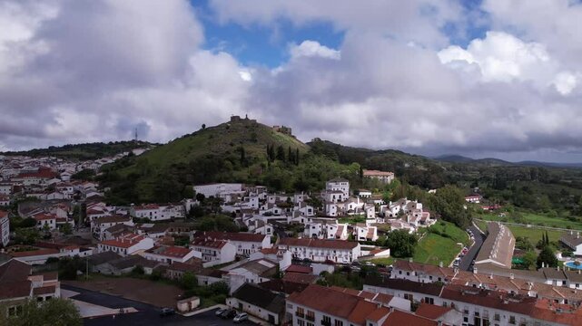 Pueblo de Aracena, Huelva , a vista de dron