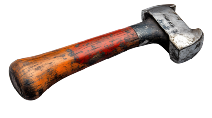 Worn Hammer with Wooden Handle Vintage Tool for Construction DIY Projects and Industrial Des