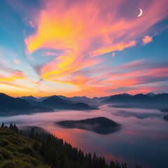 sunset in the mountains