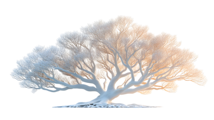 Stylized White Tree Abstract Nature 3D Render Botanical Illustration Digital Art Design El