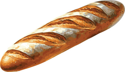 Vector watercolor illustrated baguette