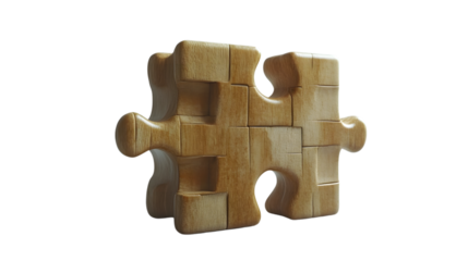 Interlocking Wooden Puzzle Pieces A Symbol of Unity and Connection in 3D Design