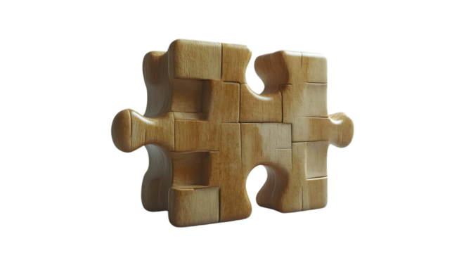 Interlocking Wooden Puzzle Pieces A Symbol of Unity and Connection in 3D Design