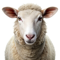 Obraz premium Realistic Sheep Facing Forward on White Backdrop