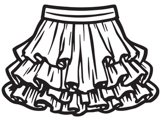Ruffle Skirt line art icon minimal trendy artwork