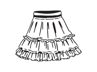 Ruffle Skirt line art icon stylish feminine design
