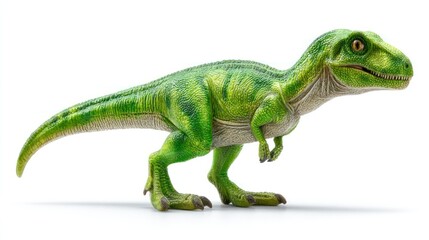 A vibrant green prehistoric creature with detailed scales and sharp claws ideal for educationa