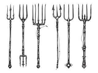 Rustic Garden Pitchfork Outline Illustration