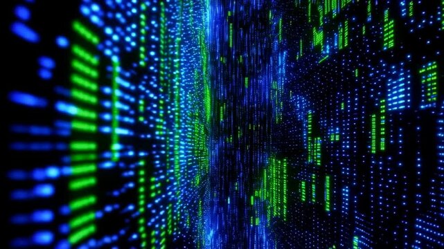 Looping Futuristic Matrix Animation with Glowing Digital Numbers
