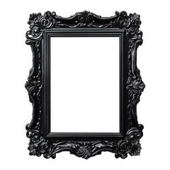 Ornate black frame isolated on transparent background
