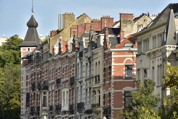 Obraz premium Maisons de maître 1900 entre les squares Marie-Louise et Ambiorix à Bruxelles 