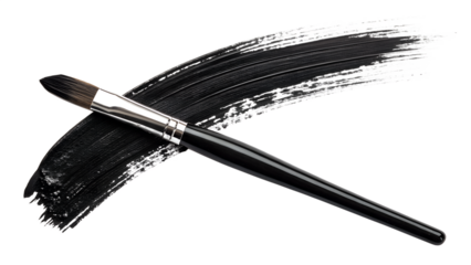 Black Brush Stroke Isolated on Transparent Background