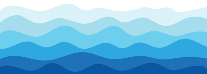 Fototapeta premium Sea waves background illustration vector. Sea beach vector illustration, banner with space for text. summer sea, wavy ocean