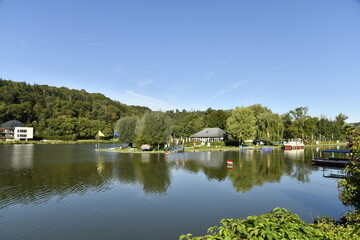 Reflet de la végétation dans les eaux de la Meuse à Yvoir (Dinant) 