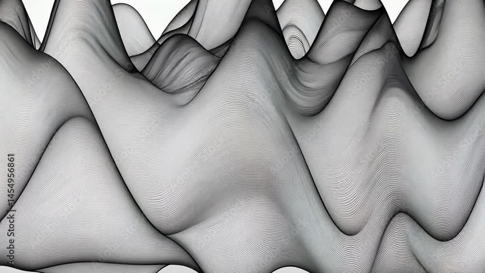 Poster abstract gray wave patterns illustrating smooth movement and depth