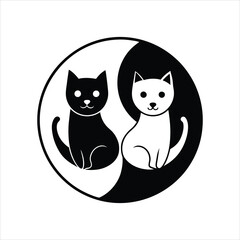 Cute Pet Circle Silhouette Vector Logo