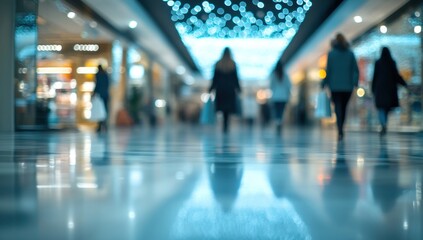 Fototapeta premium Blurred Motion in a Modern Shopping Mall: A Study in Movement and Light