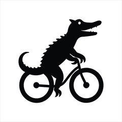 Funny Crocodile on Bicycle Black Icon