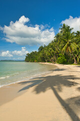 Port Barton, Palawan  Philippines - December 23 2023 - Beautiful coastline and turquoise water at the Port Barton Beach in San Vicente, Palawan in the White Beach near Port Barton