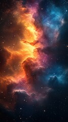 Fototapeta premium Cosmic cloud formation showcases vibrant colors and stellar activity in deep space