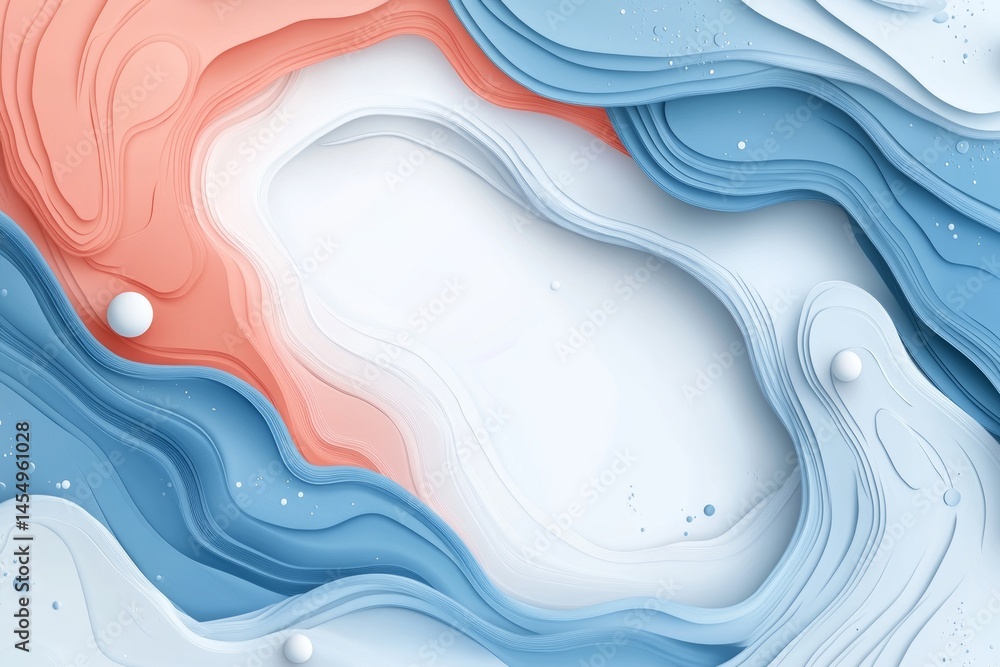 Poster a white background image is set amidst a colorful background with abstract elements, a central white