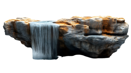 Isolated Rock Formation with Waterfall Nature Scene 3D Render Game Asset Digital Art