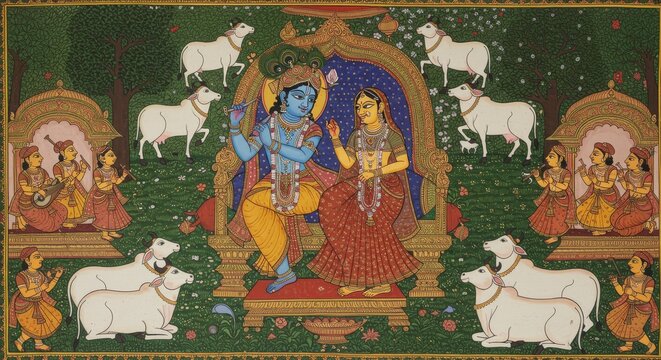 Enchanting Radha Krishna Painting: A Divine Depiction of Love and Harmony