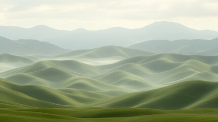 Misty mountain range landscape