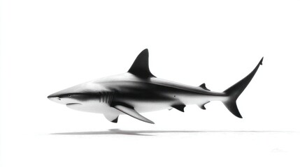 Obraz premium Detailed Illustration of a Shark in Monochrome Perfect for Marine Life Studies and Educational