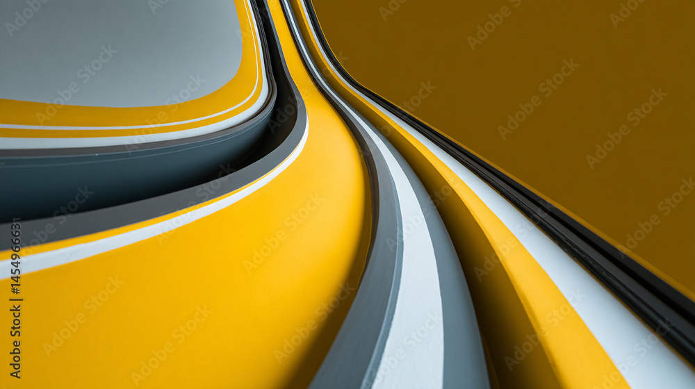 Poster a dynamic abstract background featuring flowing yellow gray and white curved lines and shapes design