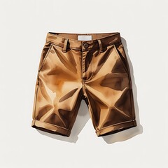 Obraz premium Watercolor brown boys' shorts on white background, clean, centered, soft edges, ideal for product display, boys' short pant.